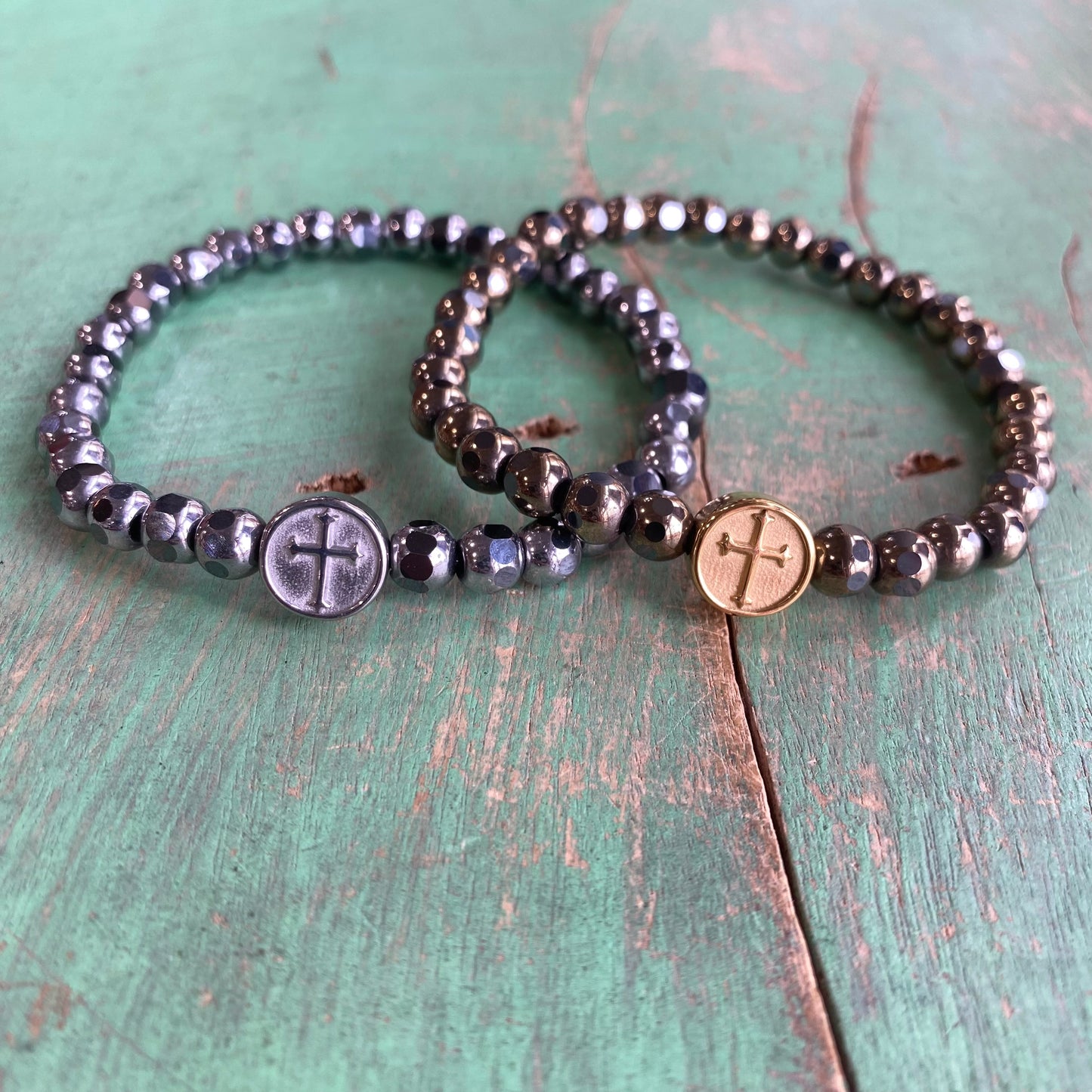 Hematite Cross Bracelets