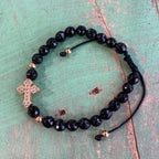Black Crystal Sideways Cross Bracelet
