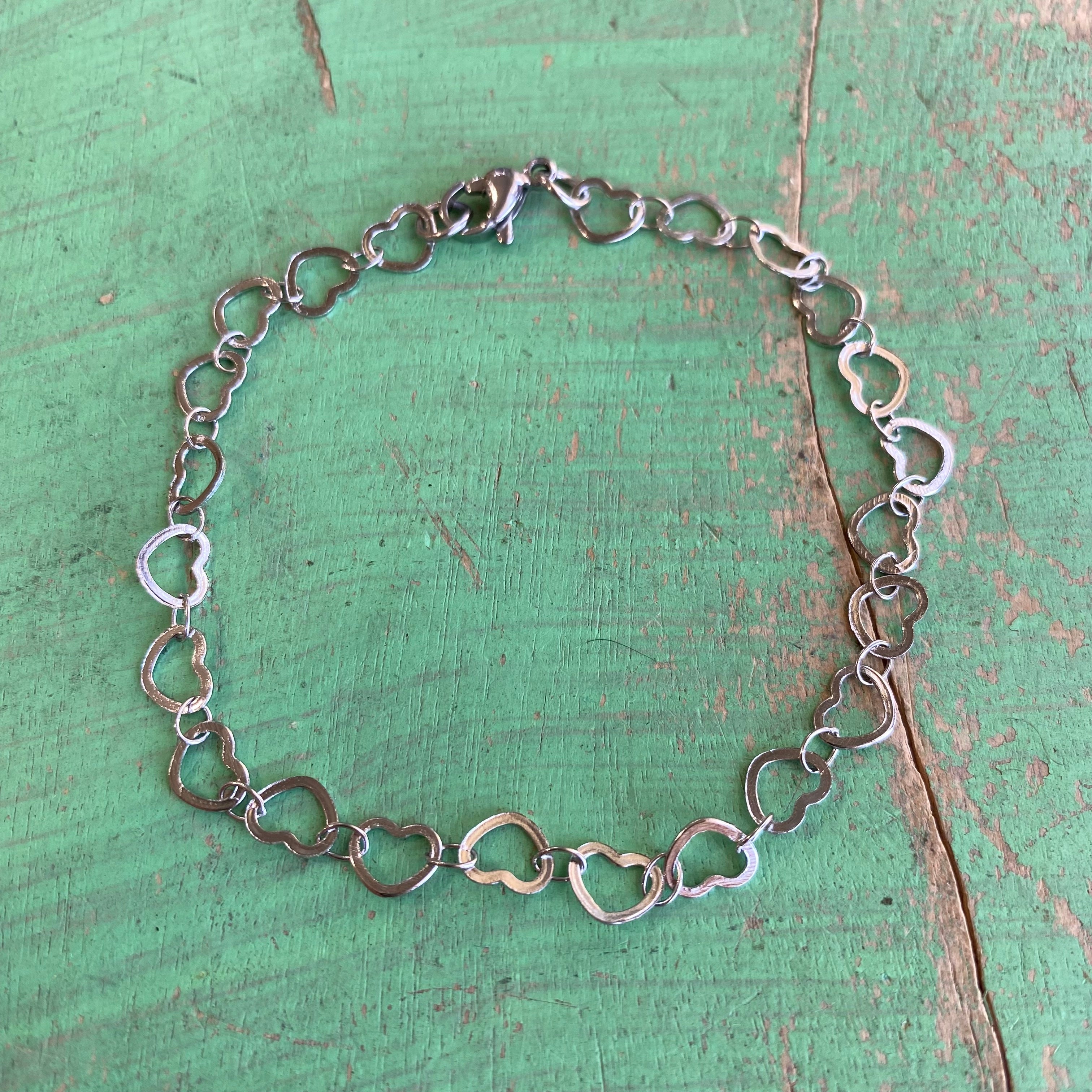 Linked Open Hearts Stainless Steel Bracelet