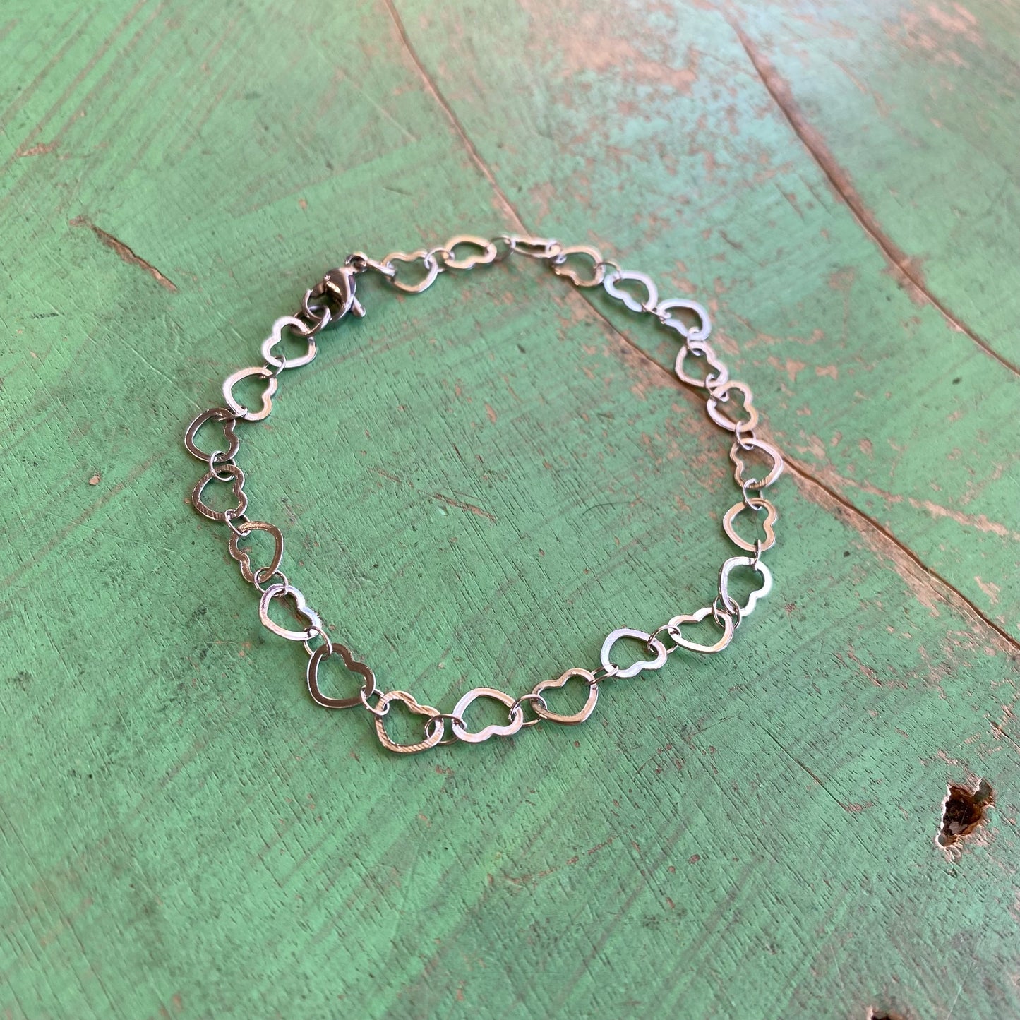 Linked Open Hearts Stainless Steel Bracelet