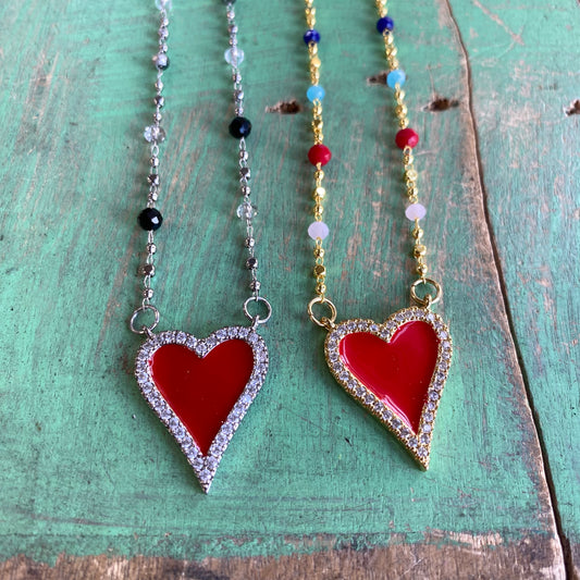 Red Heart Crystal Necklaces