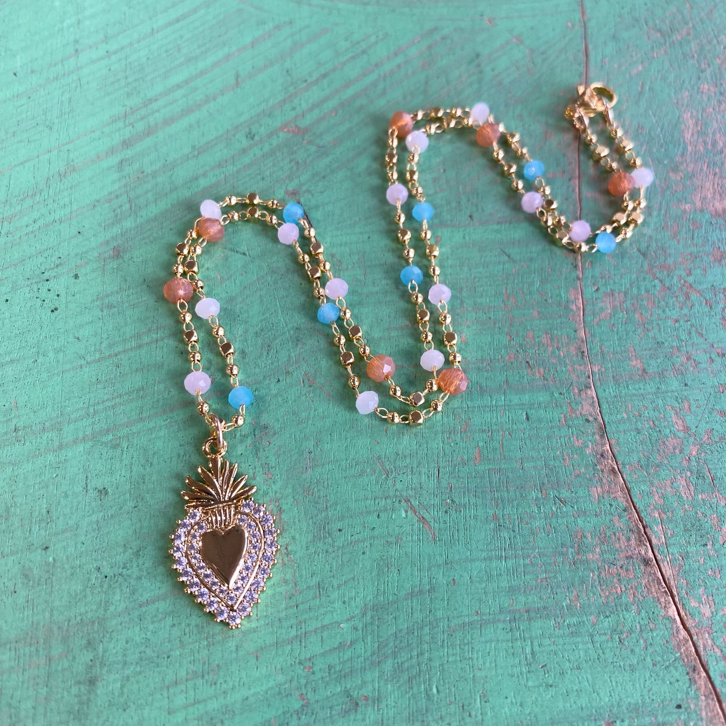 Pastel Sacred Heart Necklace