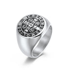 Stainless Steel Smooth St Benedict Ring