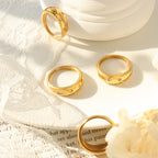 Gold Stainless Steel CZ Stars Dome Ring