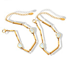 Stainless Steel Mother of Pearl Double Heart Bracelet