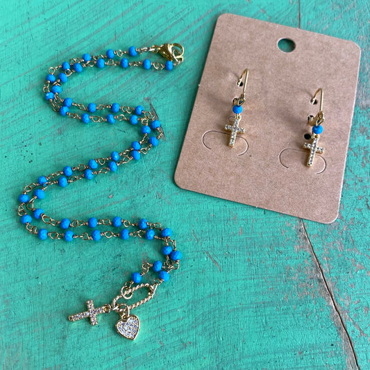 Something Blue Necklace and Earrings Set
