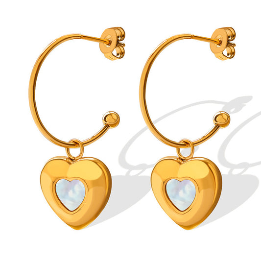 Stainless Steel Hoop Dangle Cross Earrings