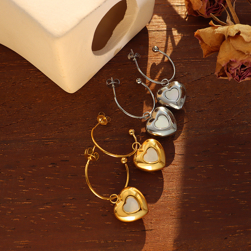 Stainless Steel Hoop Dangle Cross Earrings