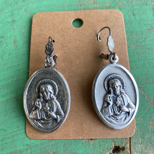 Big Italian Medal Scapular Earrings