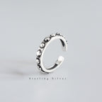 Sterling Silver Cross Dot Adjustable Ring