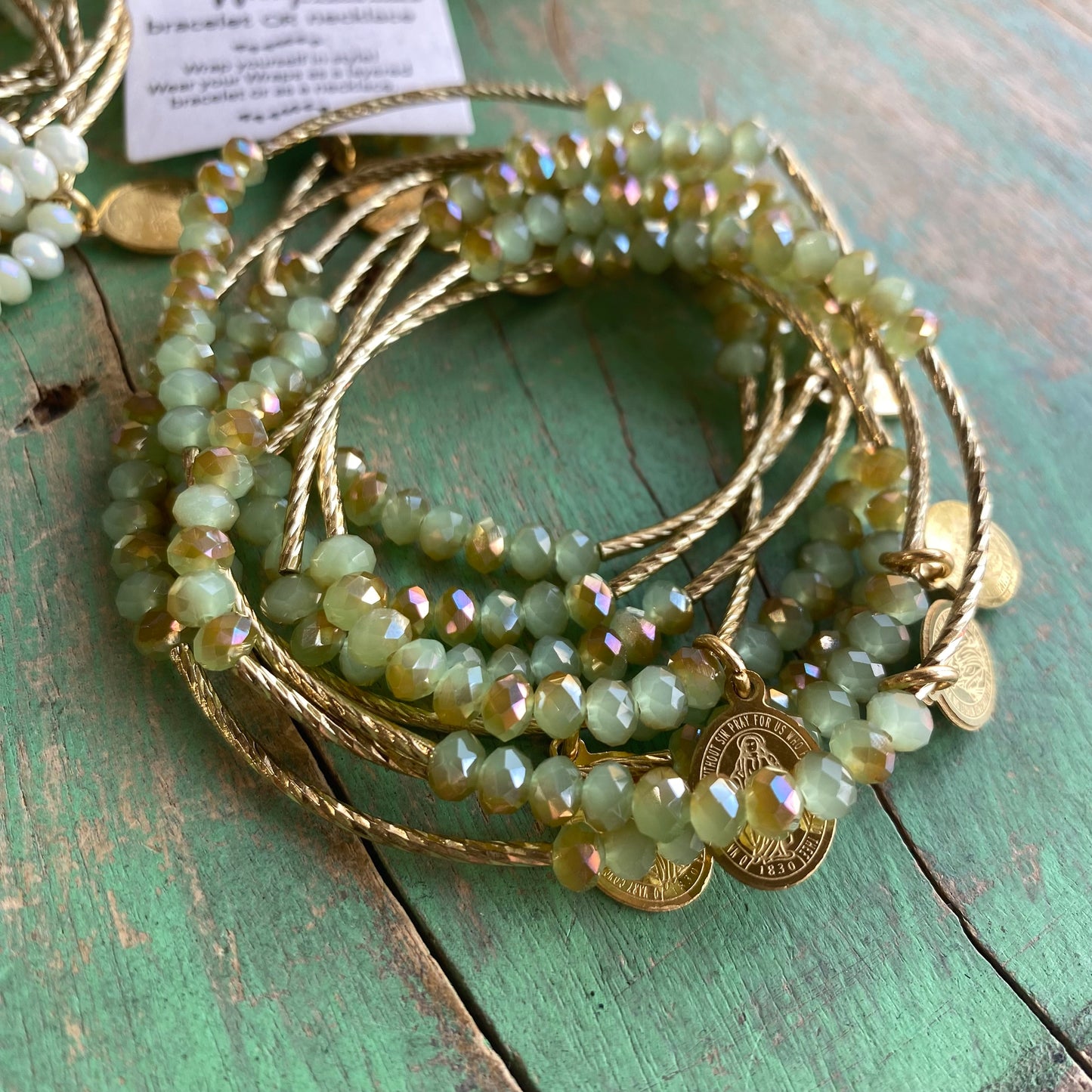 Gold Crystal Miraculous Protection Wrap Necklace or Bracelet