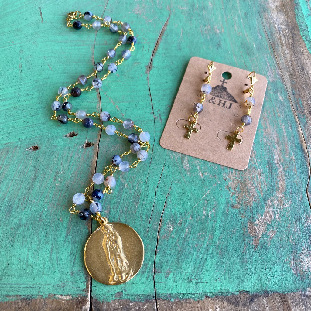 Matte Gold Plated OLG Necklace Set