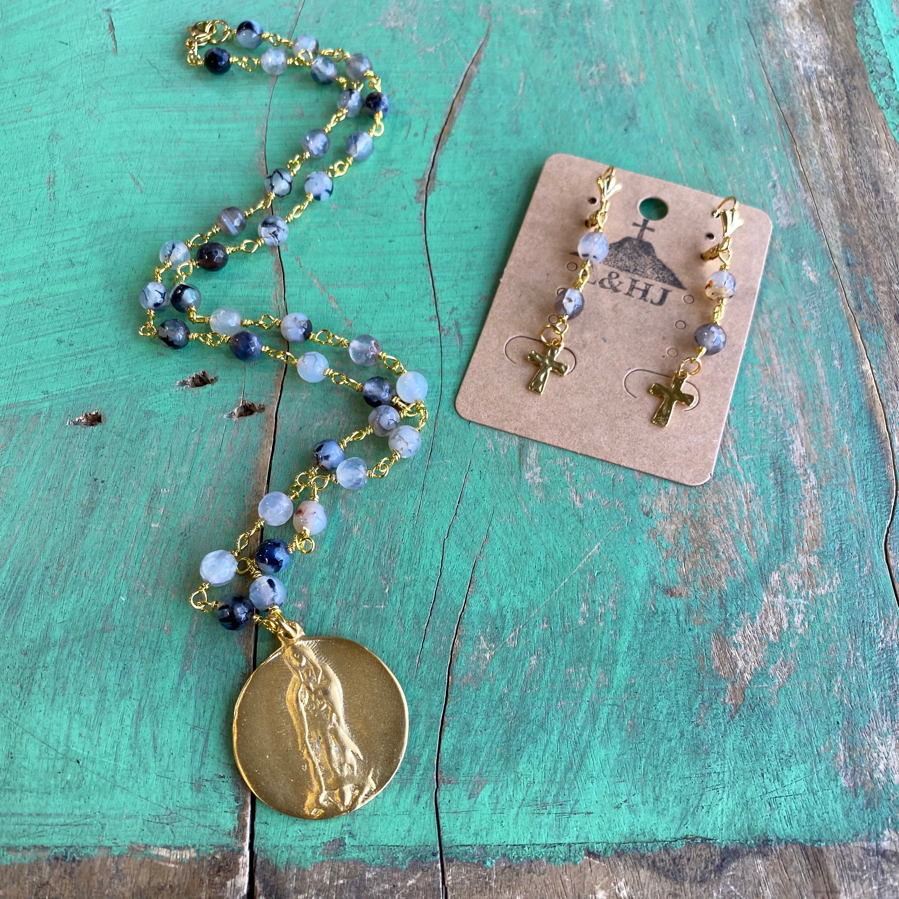 Matte Gold Plated OLG Necklace Set