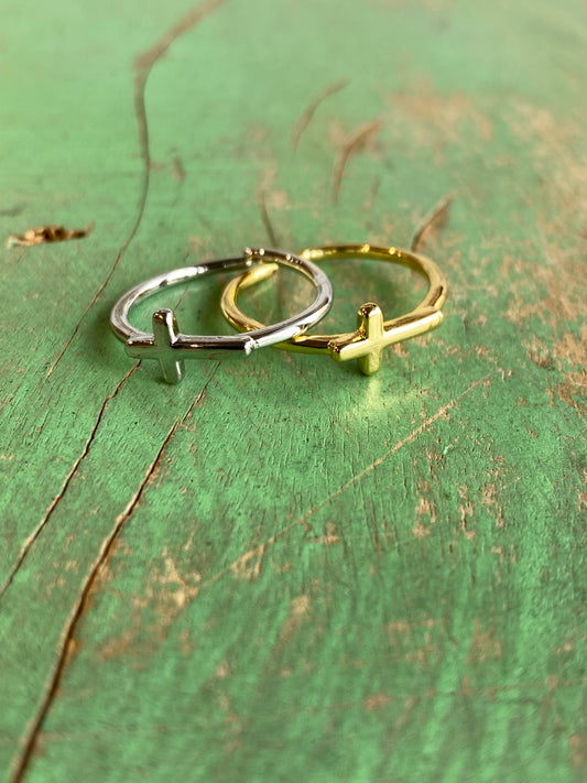 Adjustable Brass Sideways Cross Rings