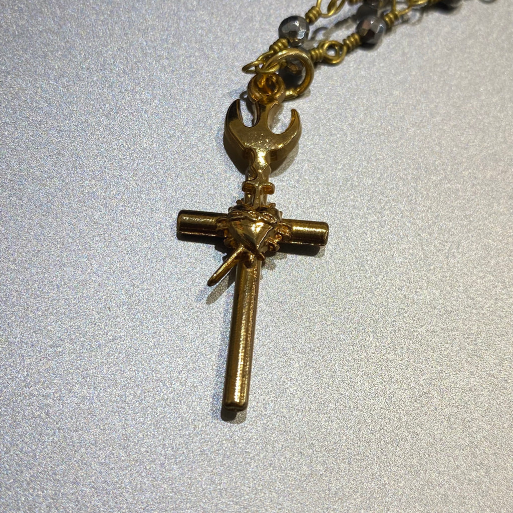 Sacred Heart and Holy Spirit Cross Necklace