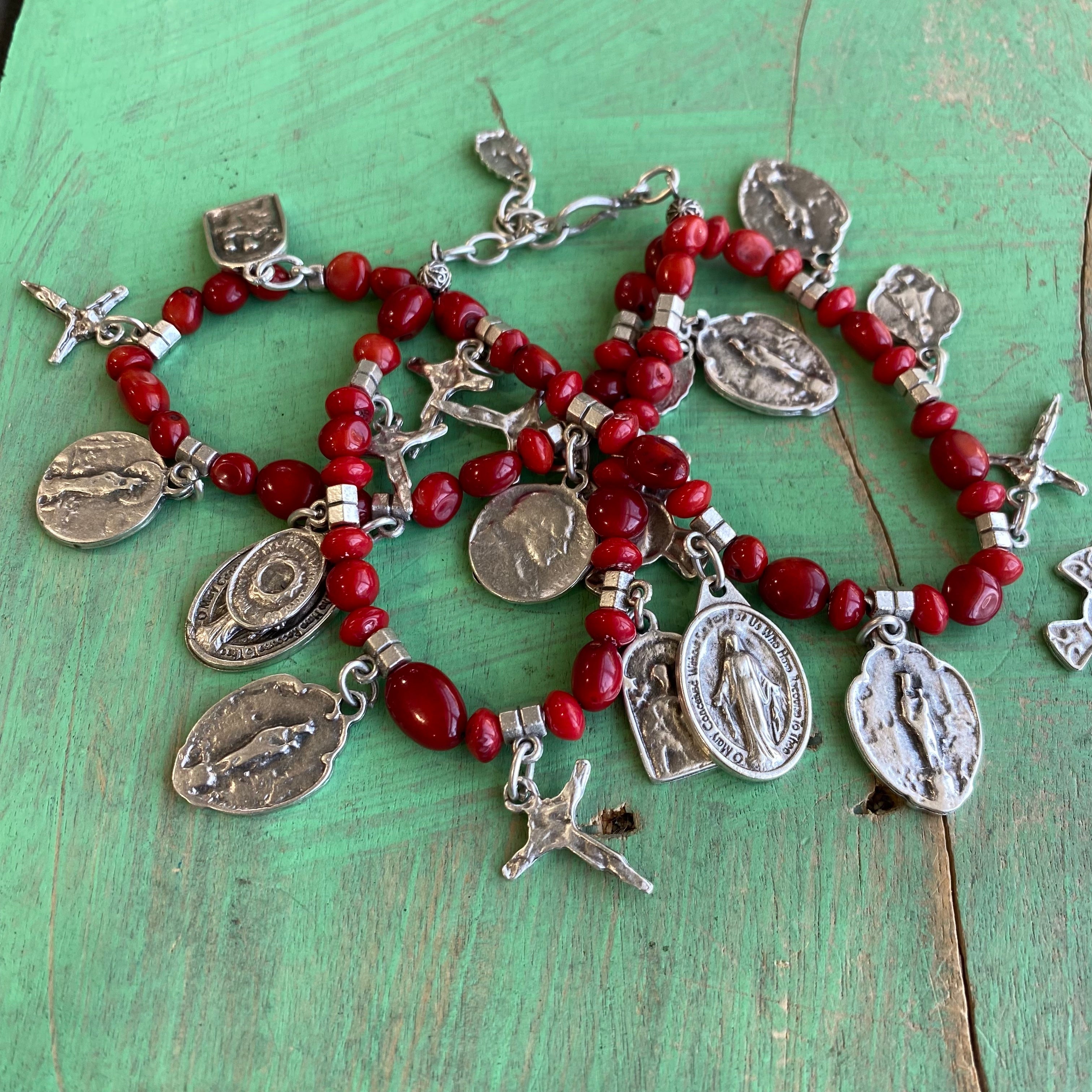 Triple Layer Natural Stone Charm Bracelet