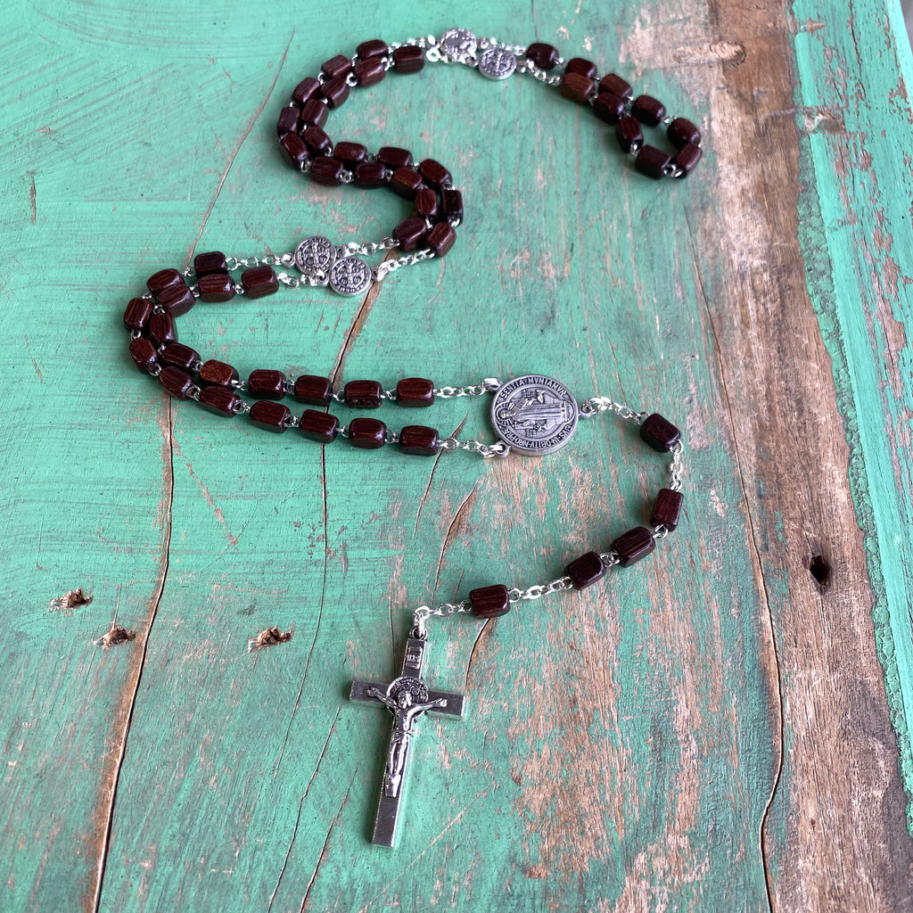 St Benedict Linked Wooden Rosary