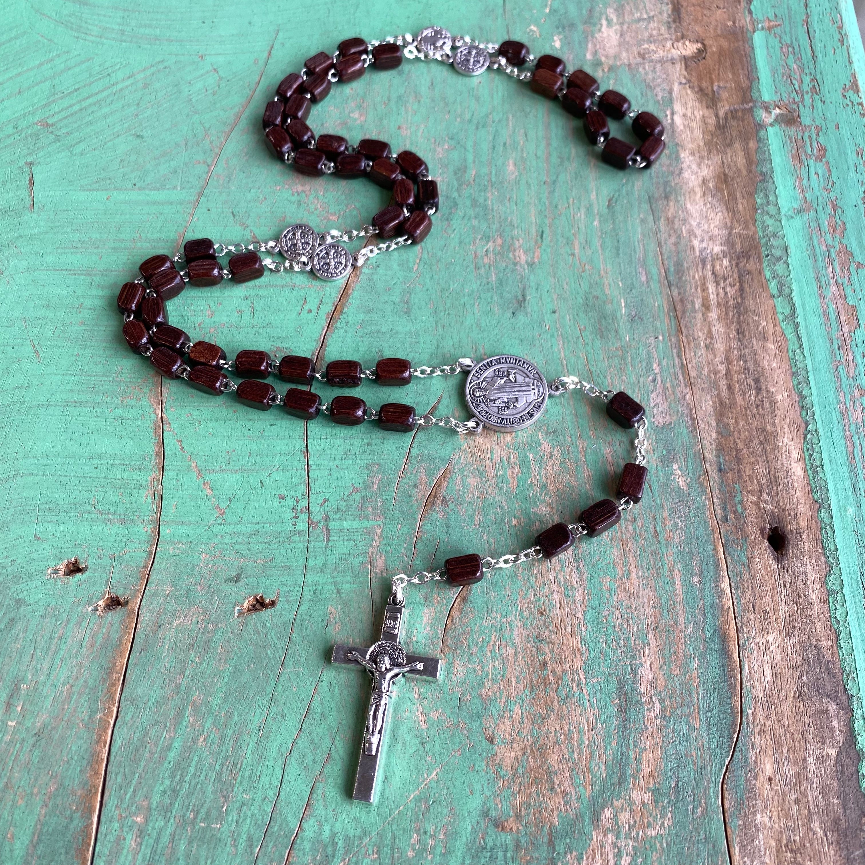 St Benedict Linked Wooden Rosary