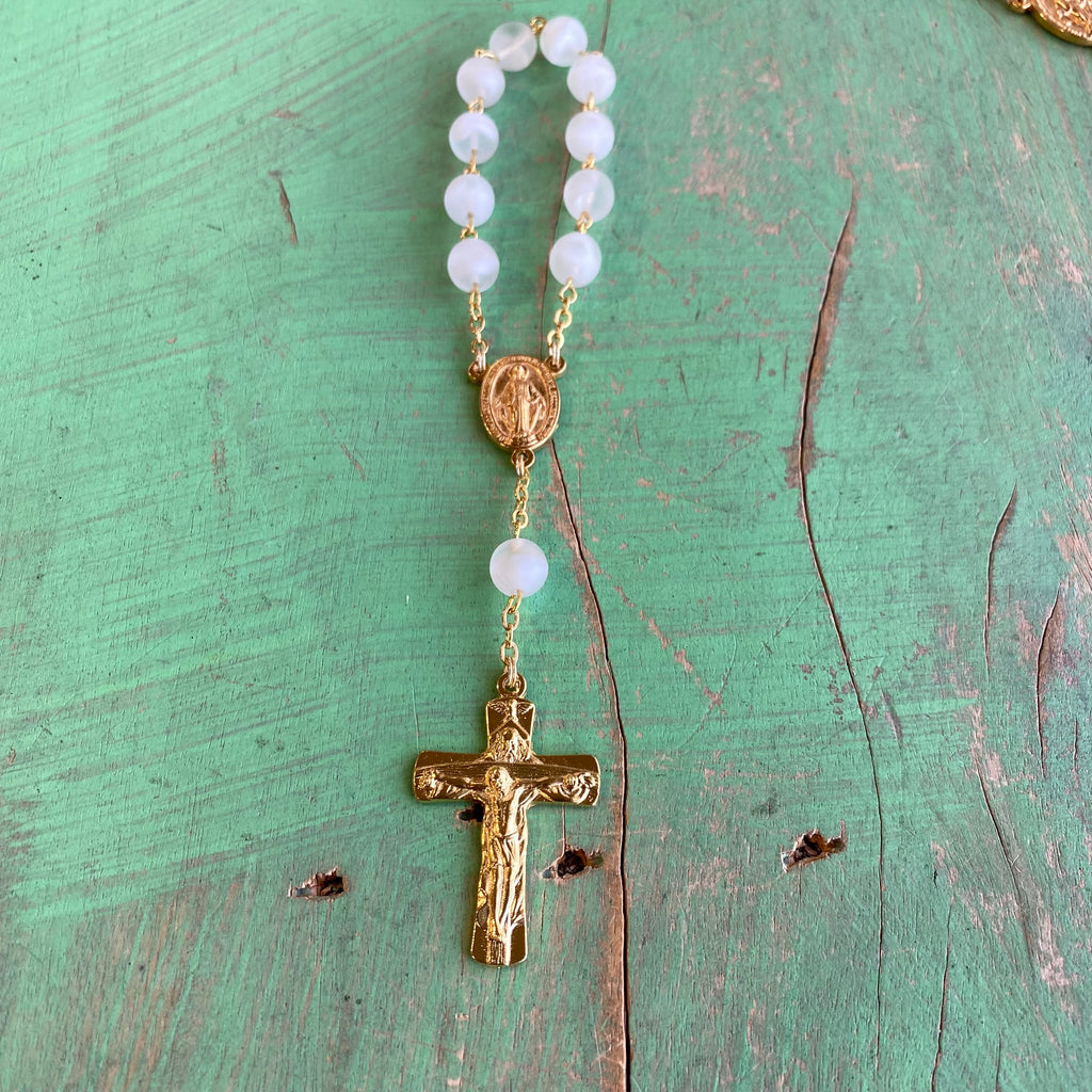 Miraculous Medal Frosted Bead Decade Rosaries
