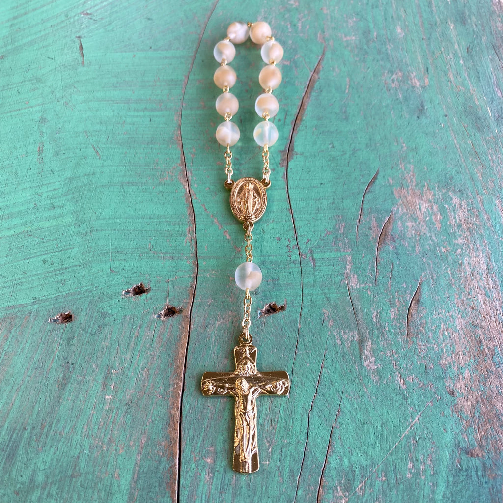 Miraculous Medal Frosted Bead Decade Rosaries