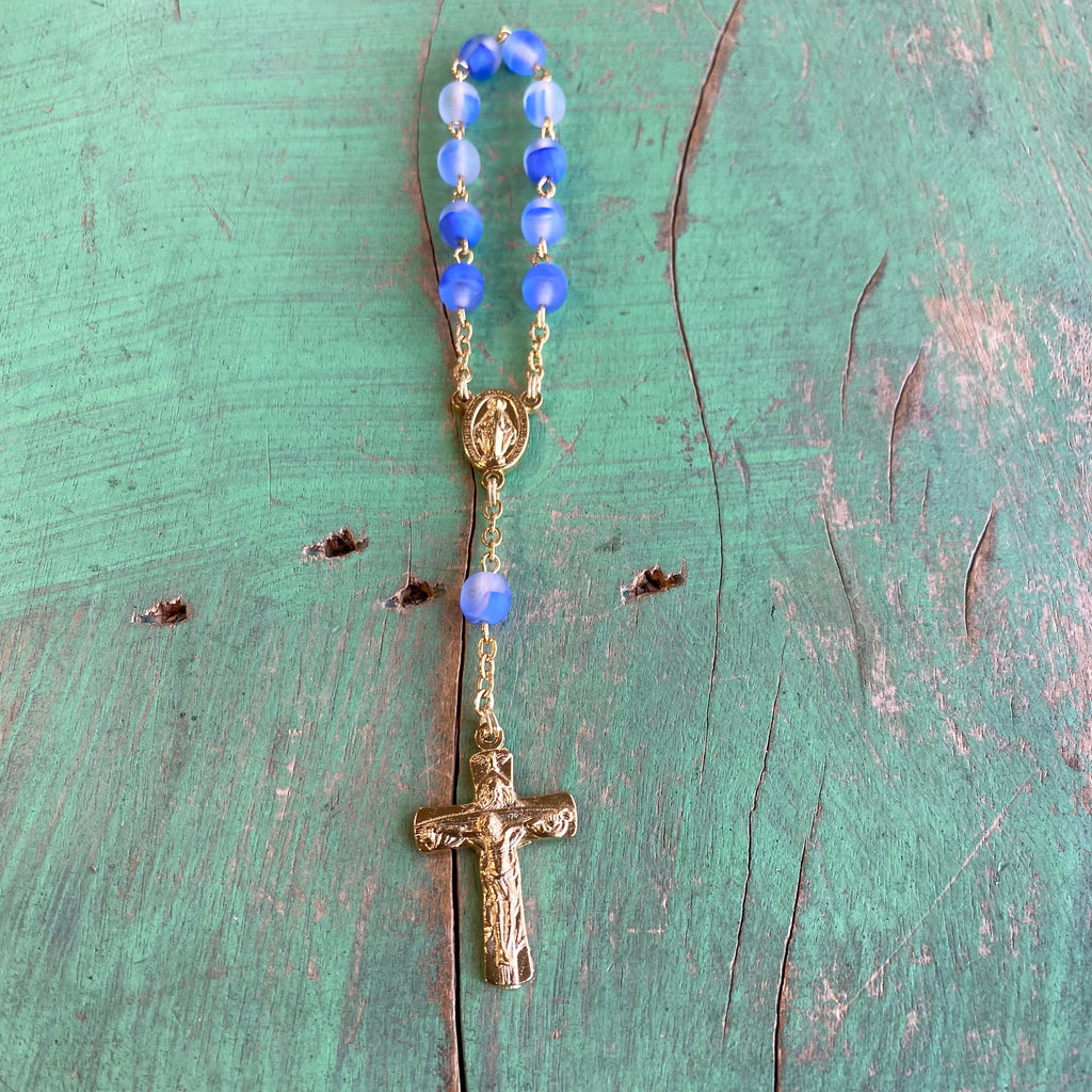 Miraculous Medal Frosted Bead Decade Rosaries