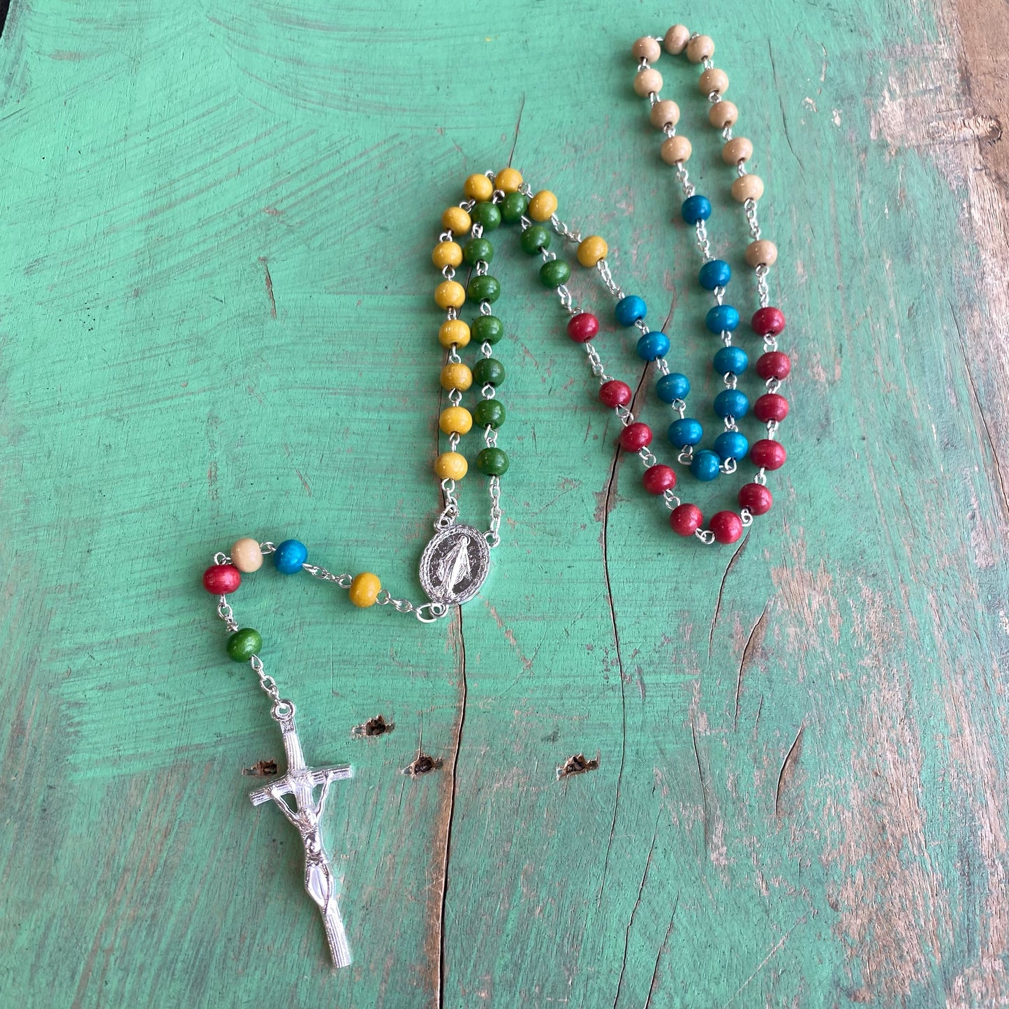 Miraculous Medal Multicolor Linked Rosary