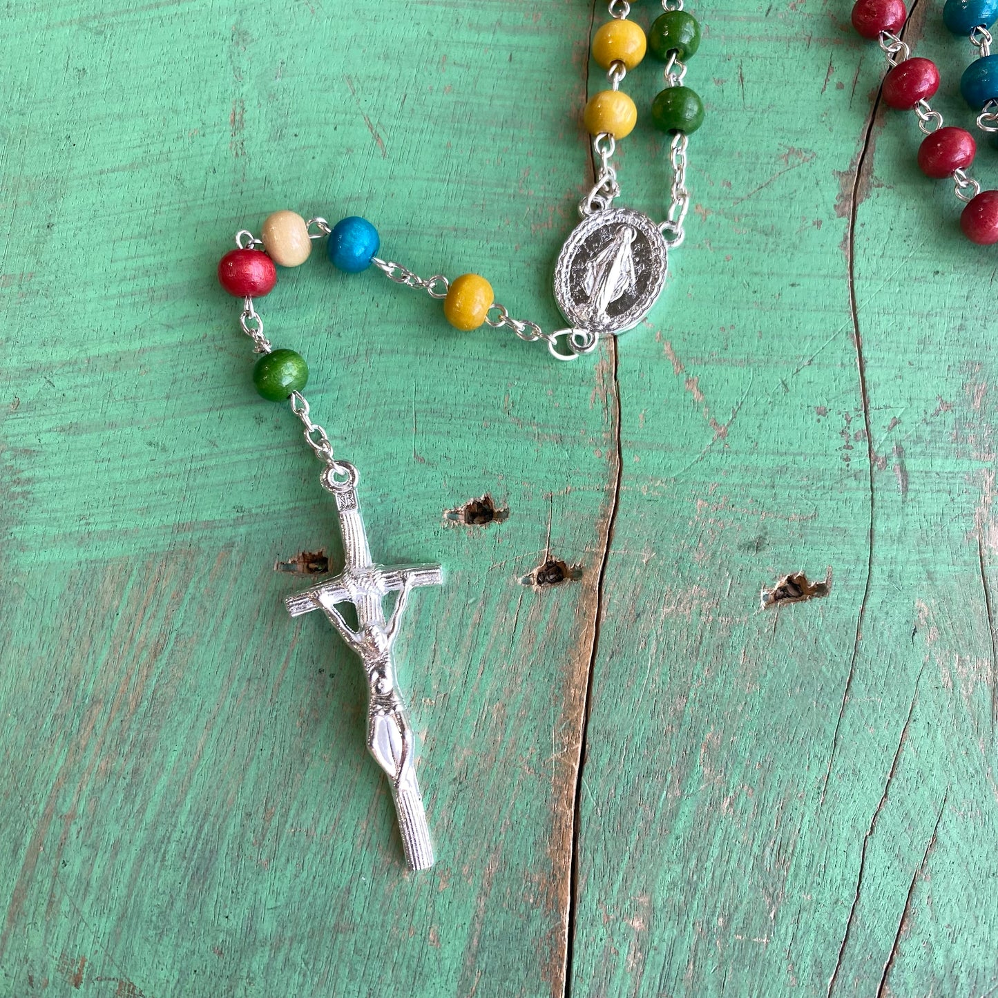 Miraculous Medal Multicolor Linked Rosary