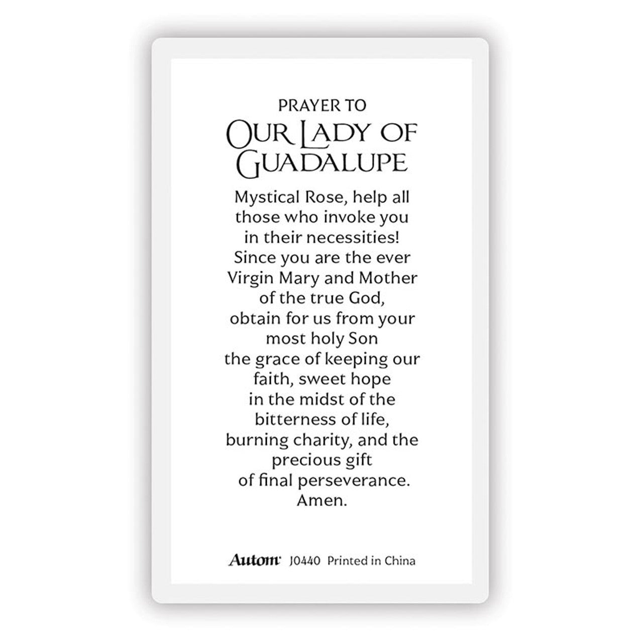 Laminated Prayer Card