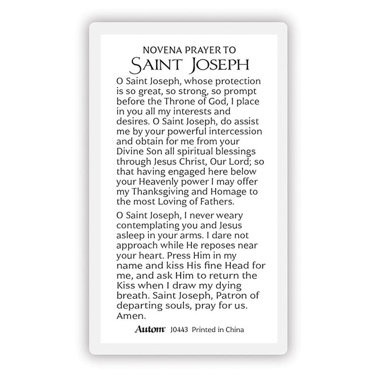 Laminated Prayer Card