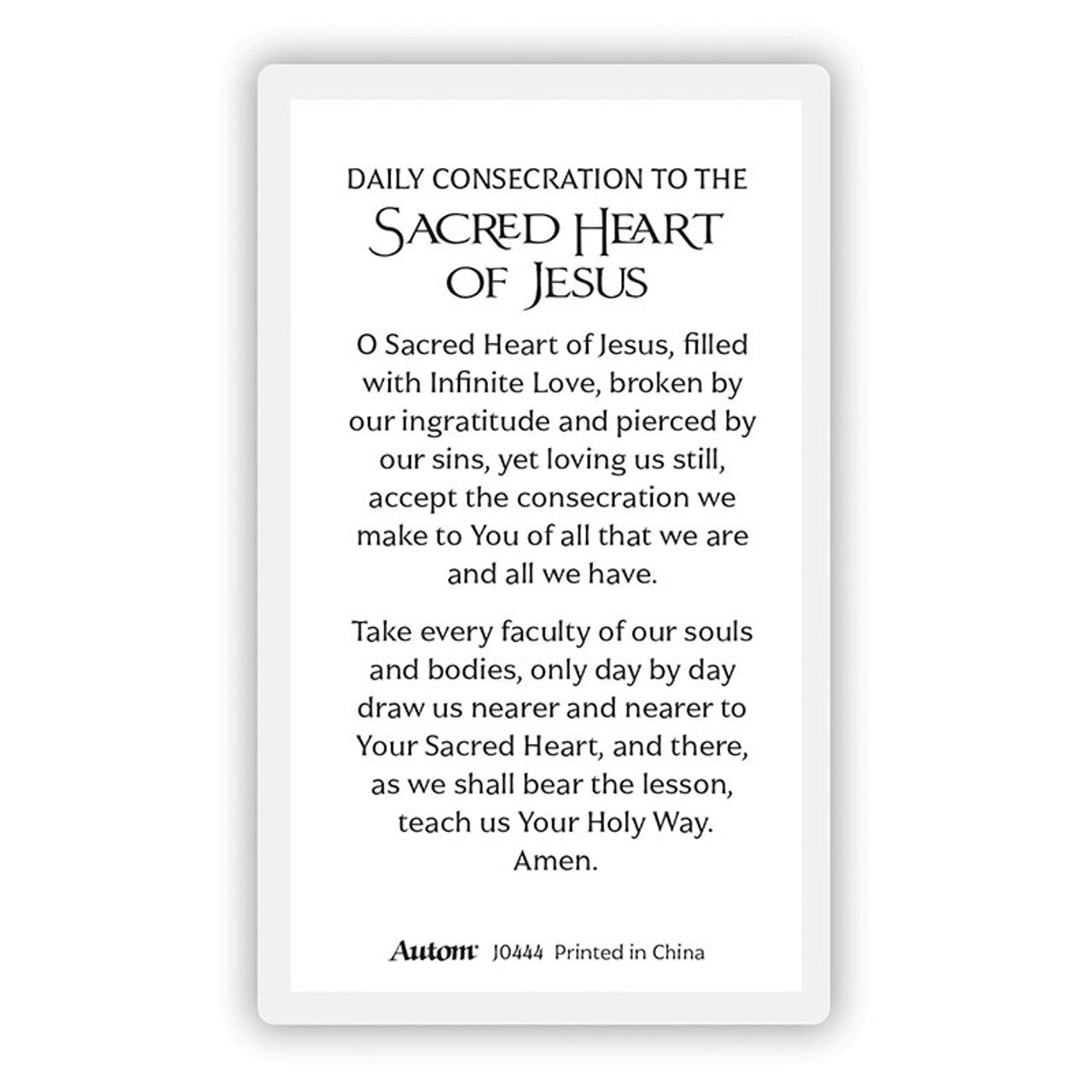 Laminated Prayer Card