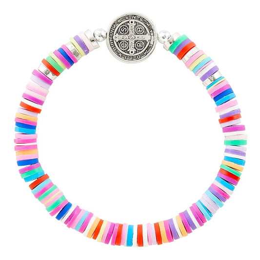 St Benedict Colorful Heishi Bracelet