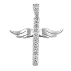 Sterling Silver Winged CZ Cross Pendant