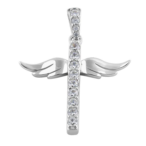 Sterling Silver Winged CZ Cross Pendant