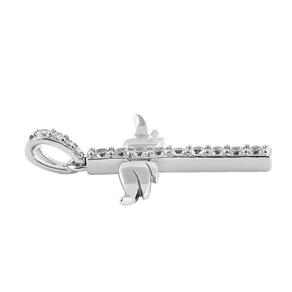 Sterling Silver Winged CZ Cross Pendant