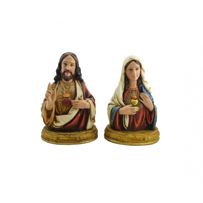 Sacred Heart of Mary and Jesus 12" Bust Statues