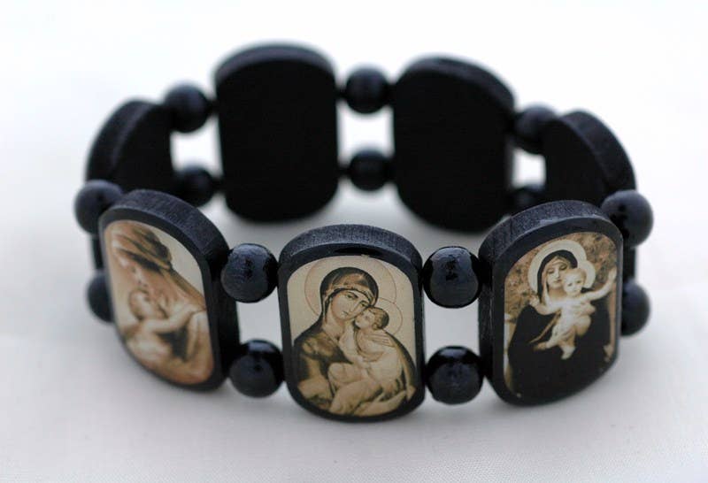 Seven Madonnas Black Wood Bracelet