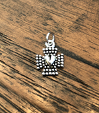 Beaded Love Cross Sterling Silver Charm