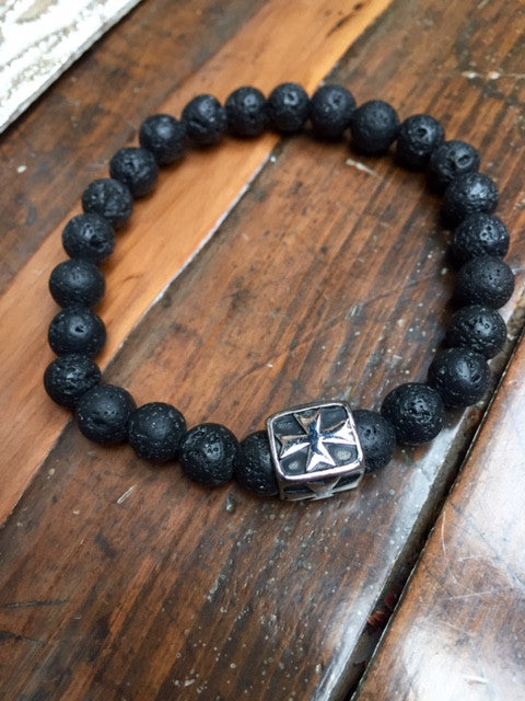 Men of Faith Lava Bead Cross Bracelet