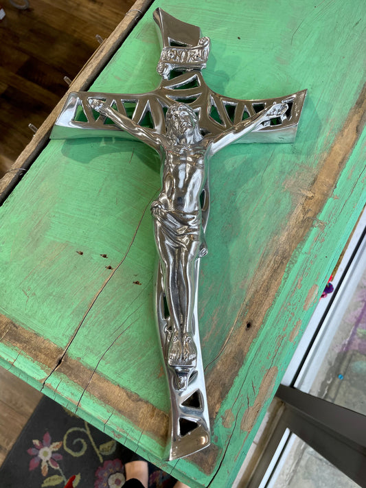 Large Pewter Hanging Crucifix