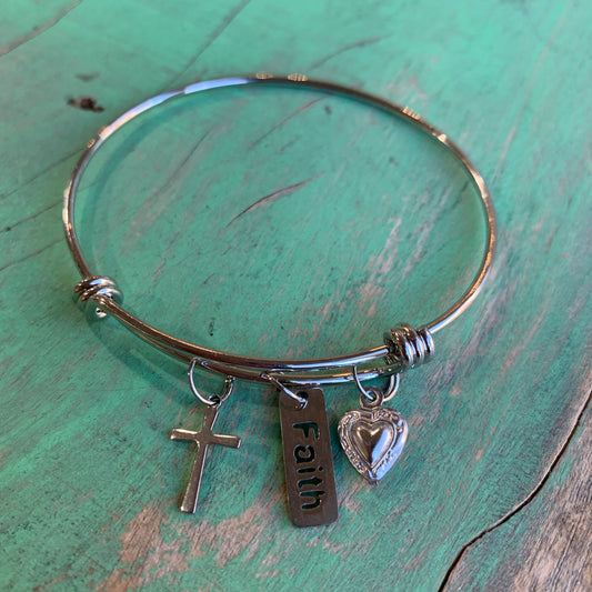 Stainless Steel Faith Bangle