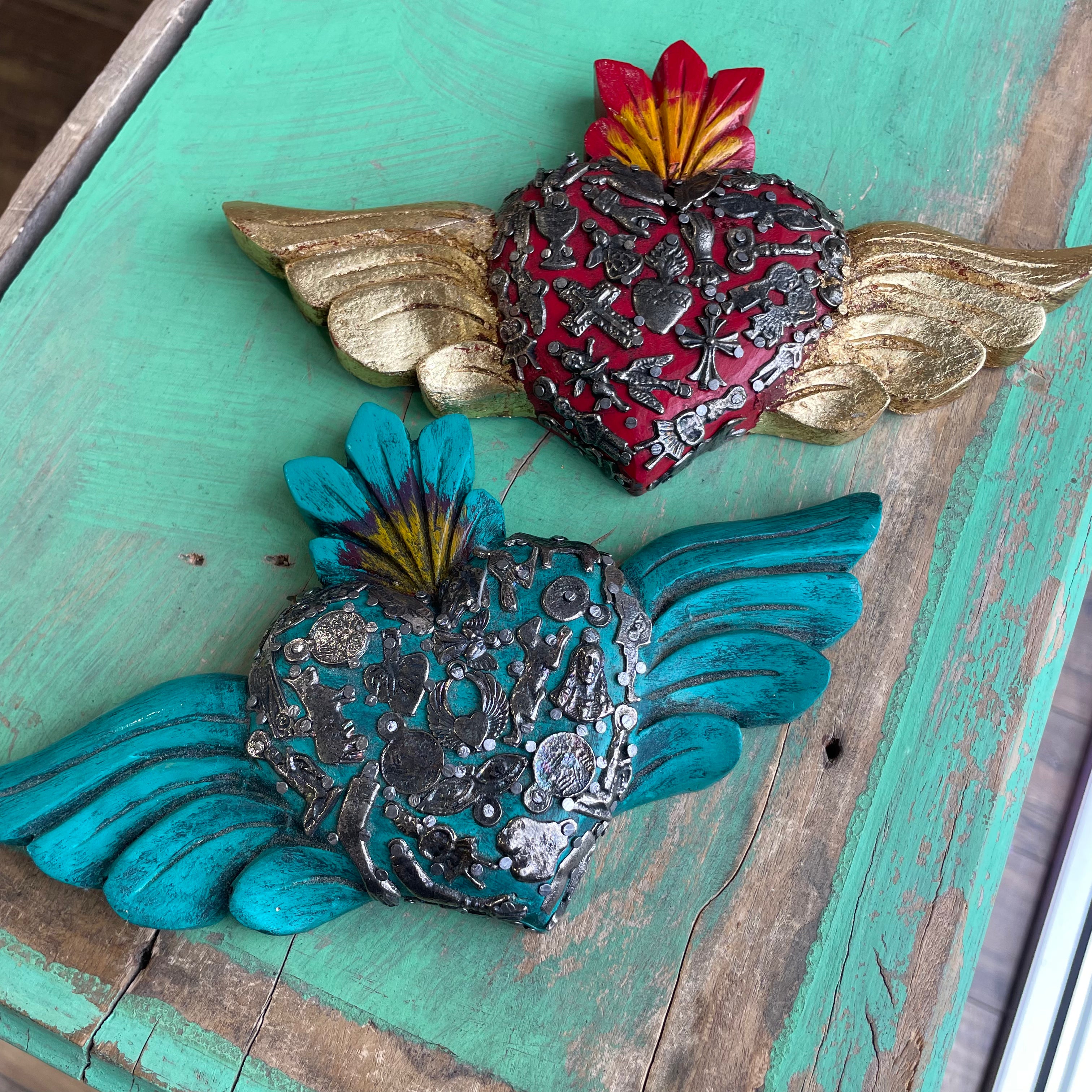 Milagros Corazon with Wooden Wings