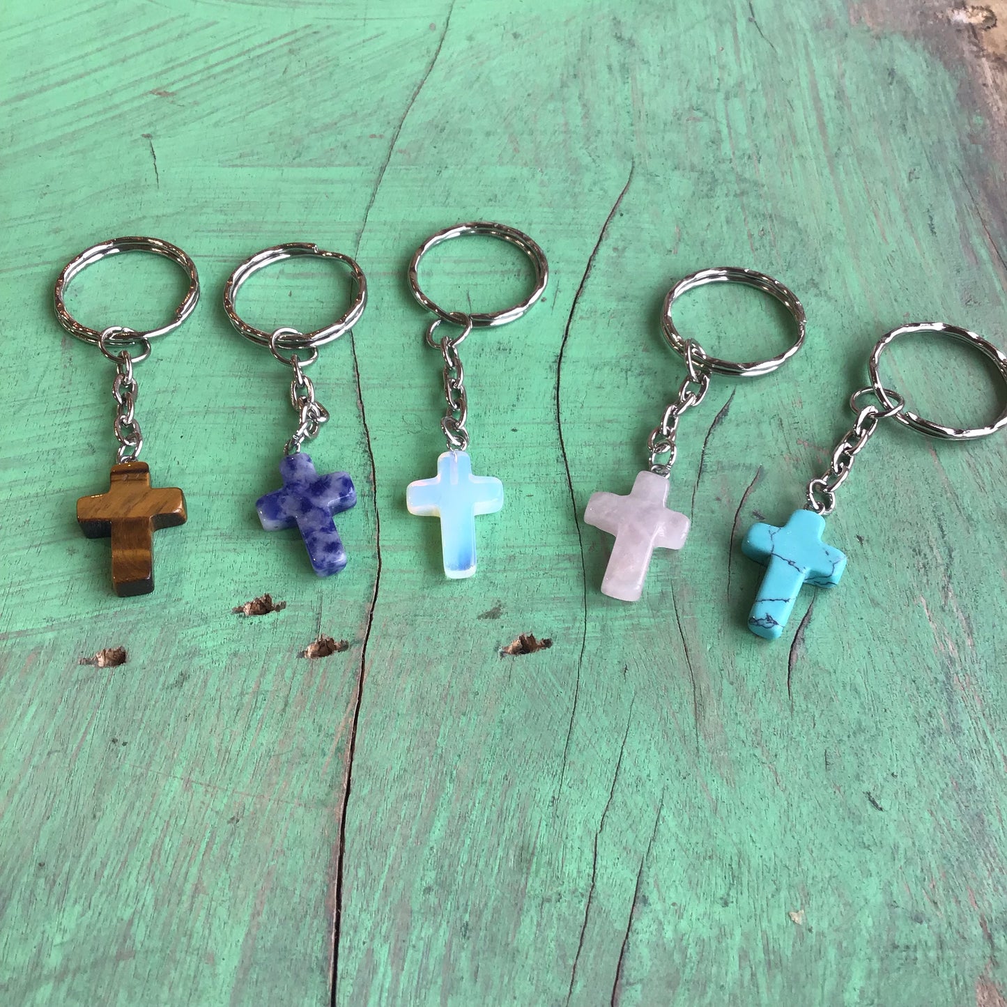 Glass Cross Keychain