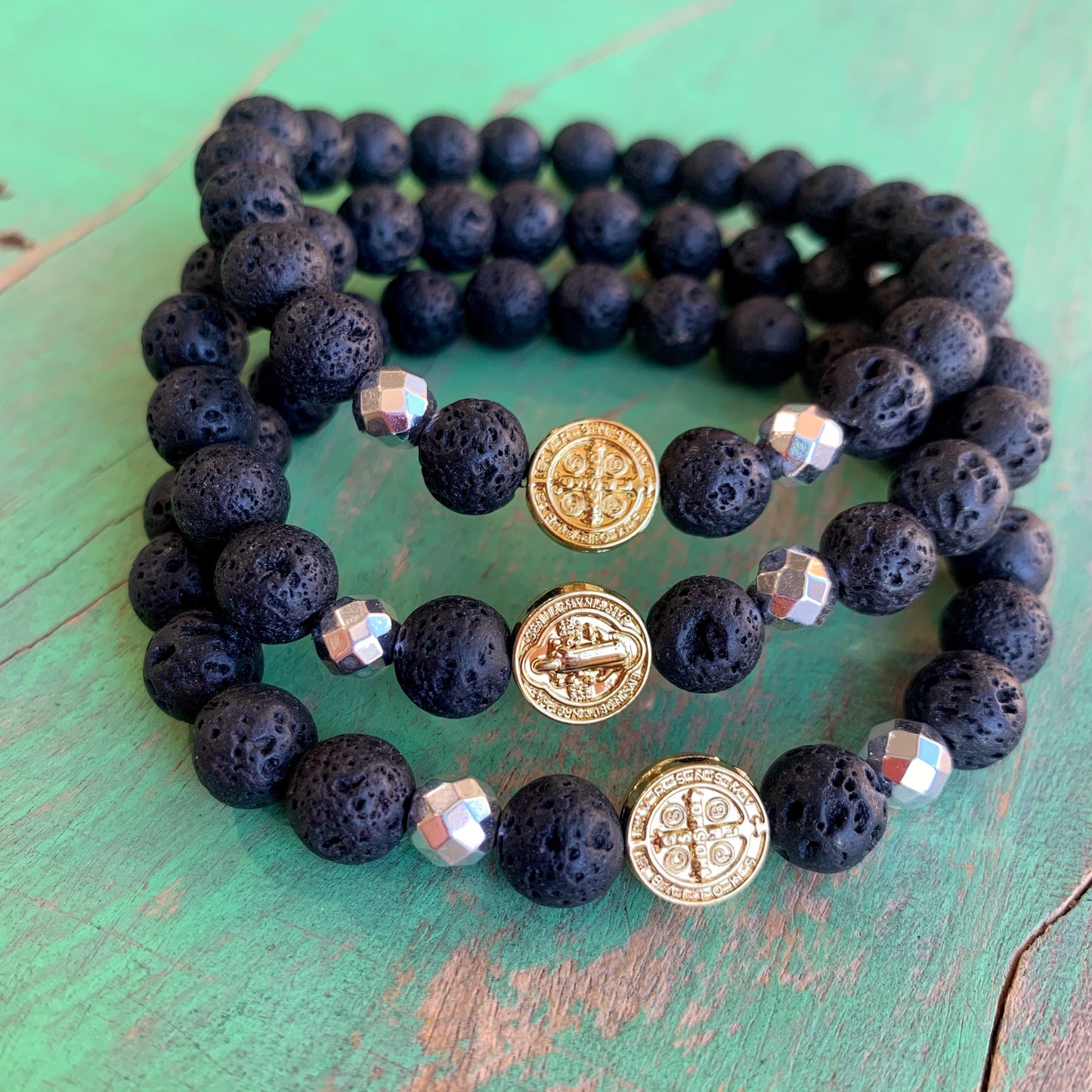 Lava Bead St Benedict Bracelet