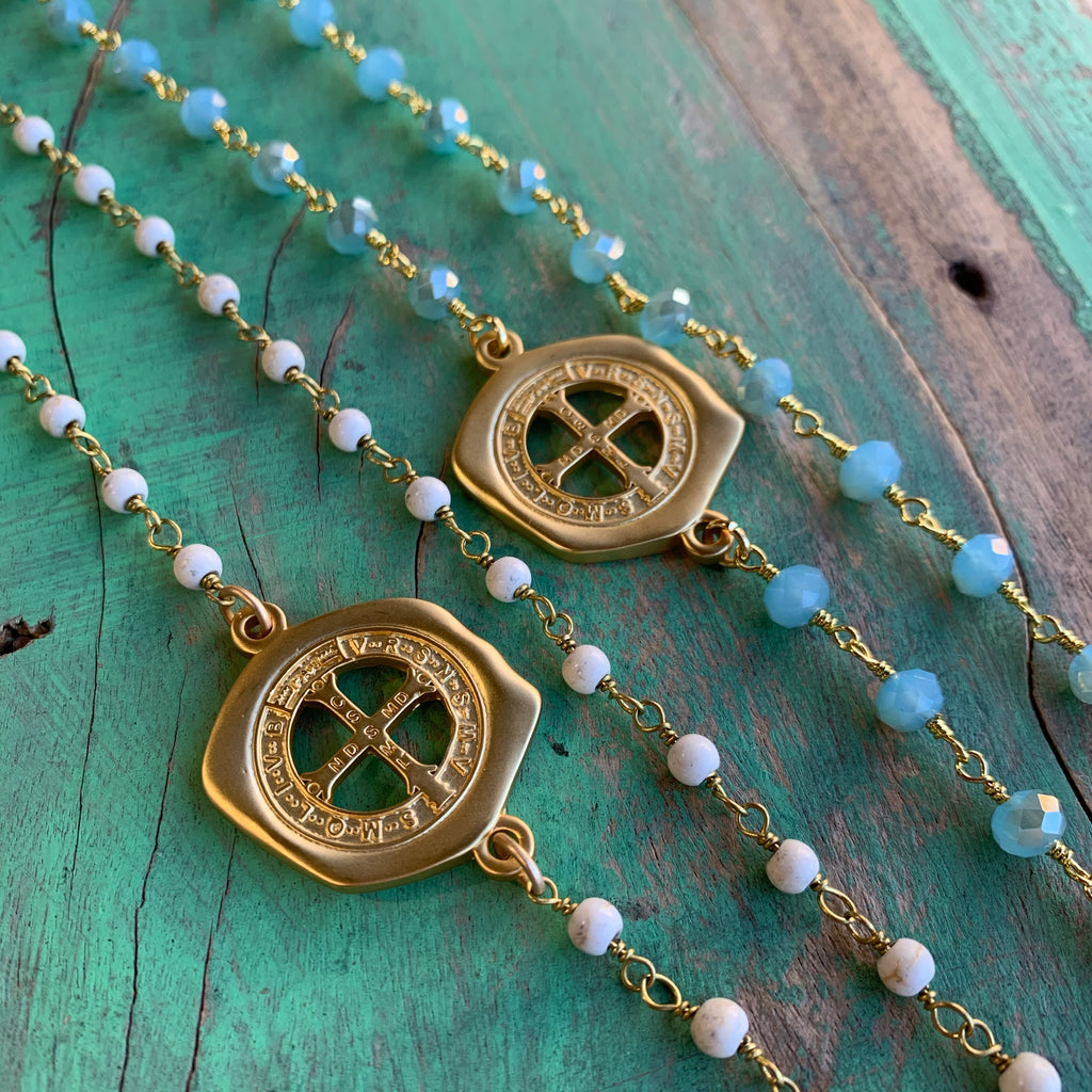 Matte Gold St Benedict Link Necklace