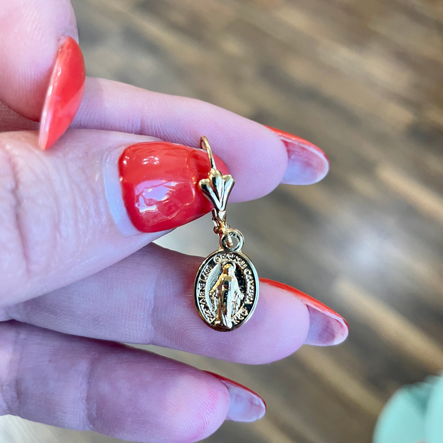 Mini Gold Miraculous Medal Earrings