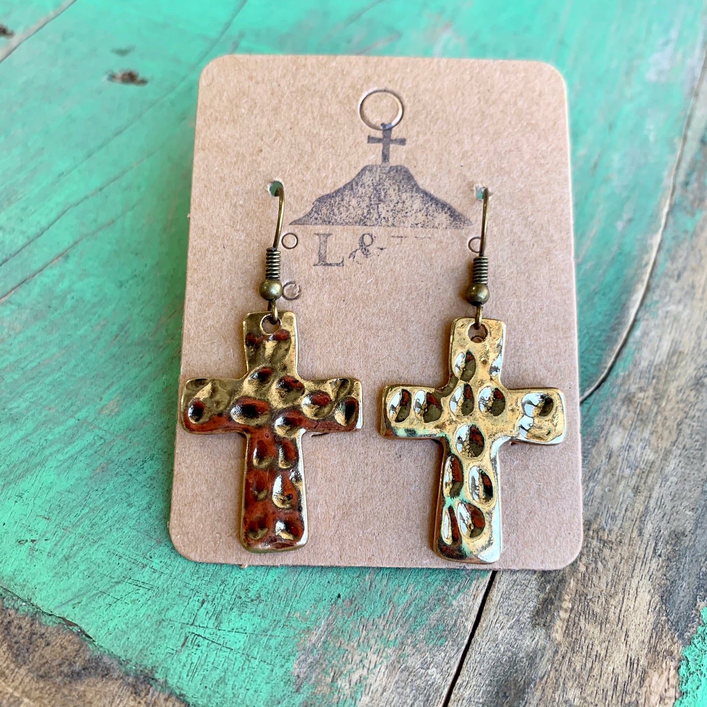 Hammered Cross Earrings