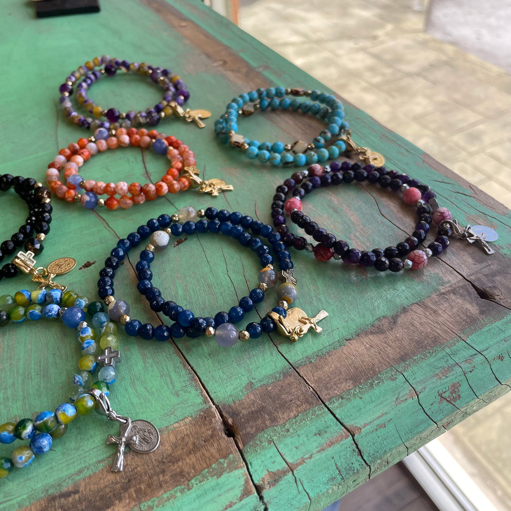 Rosary Wrap Bracelet with Gold Accents