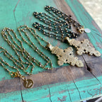 Linked Hematite Ethiopian Cross Necklace