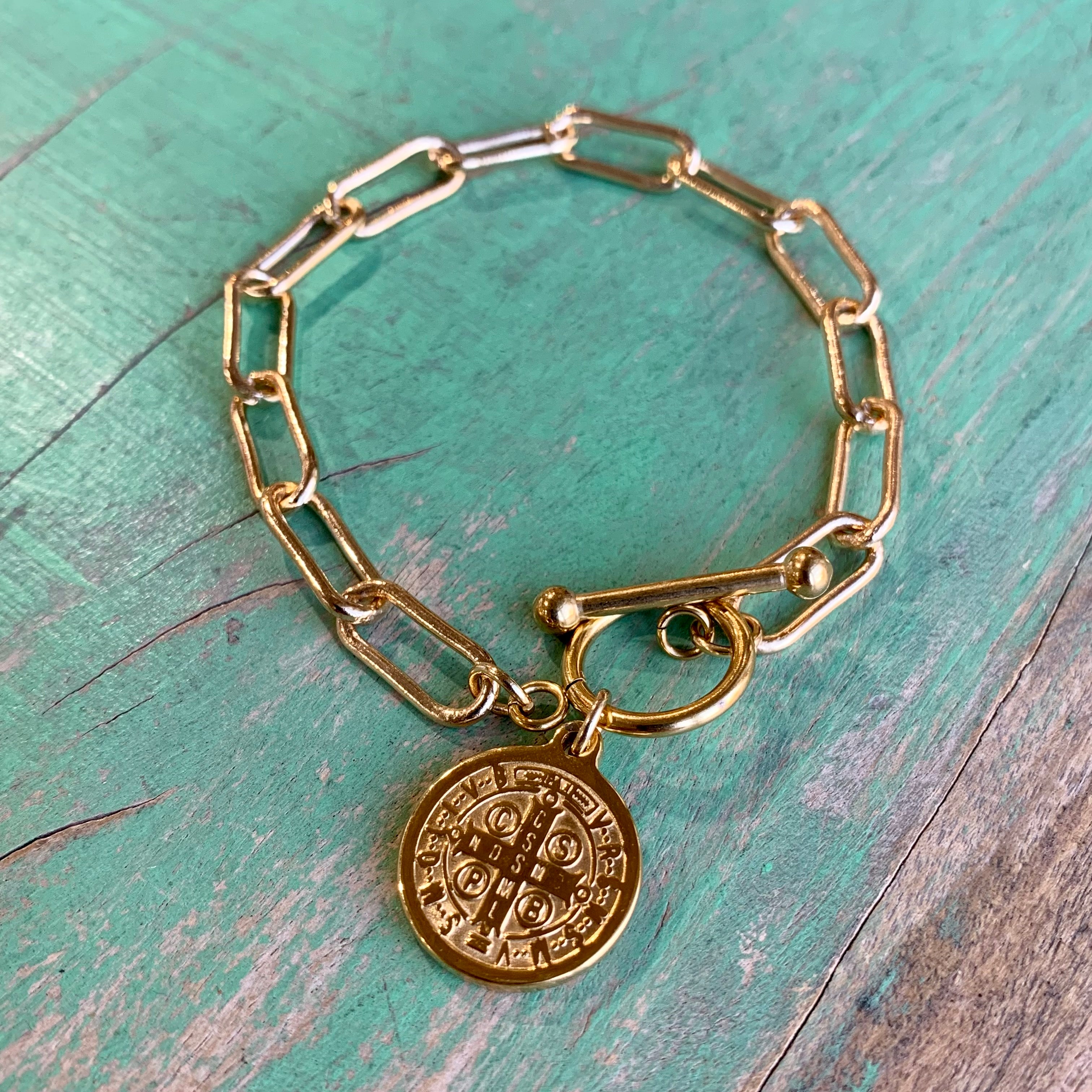 Big Paperclip St Benedict Necklace and Bracelet