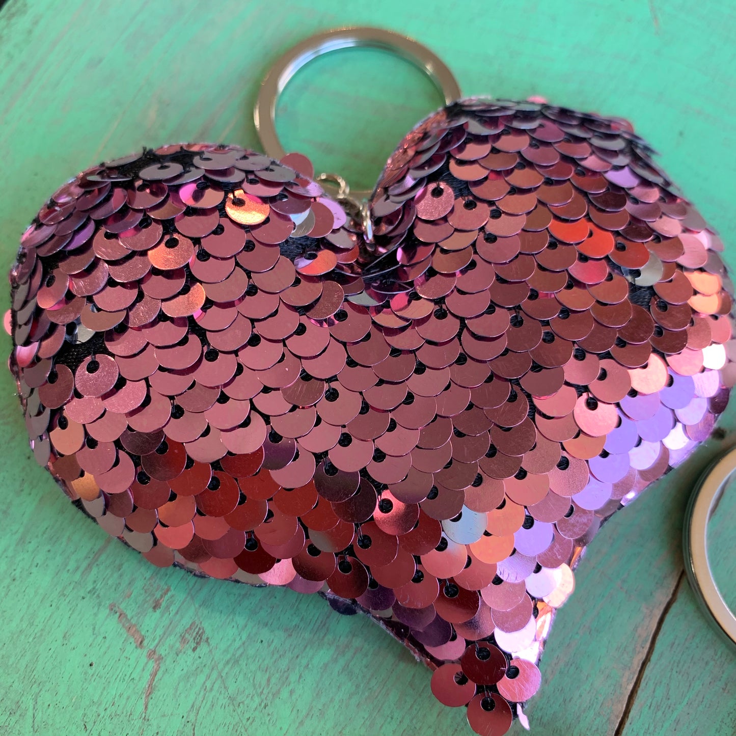 Sequins Heart Key Chain